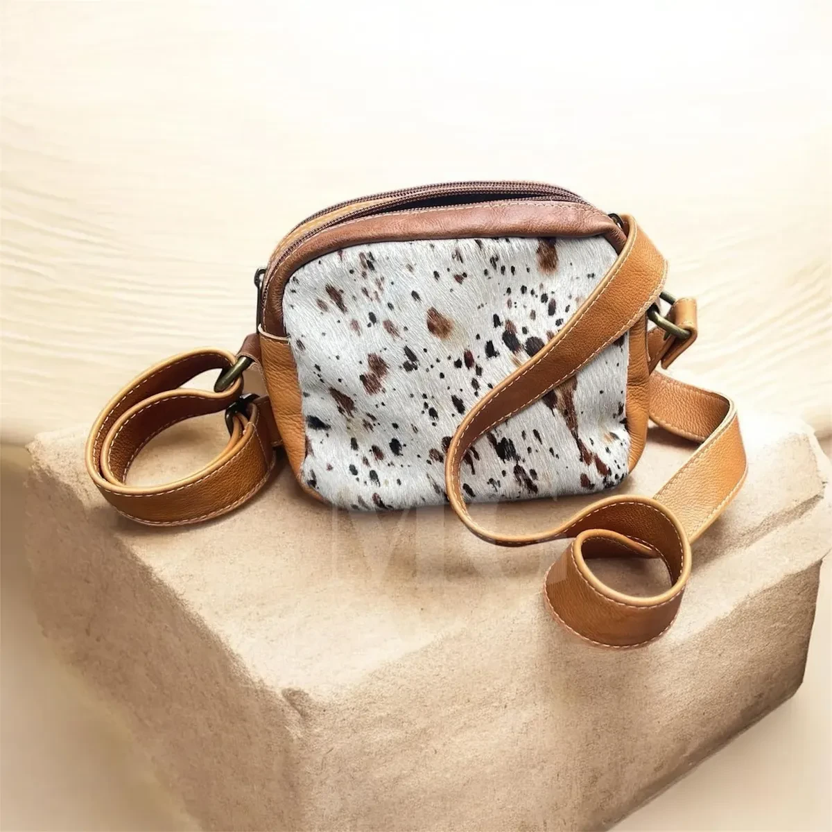 Cartera Bandolera Cuero Y Pelo Varios Colores