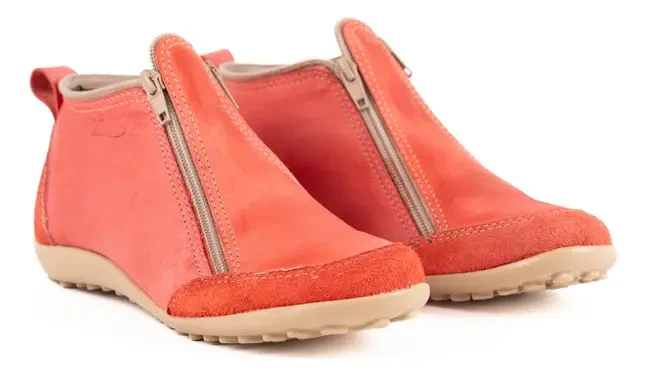 Bota Zipper Rojo Dos Cierres Vanzetti