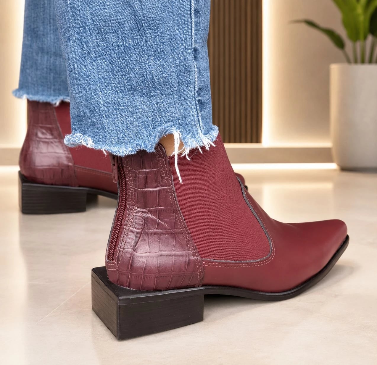 Botinetas Oxford Bordo