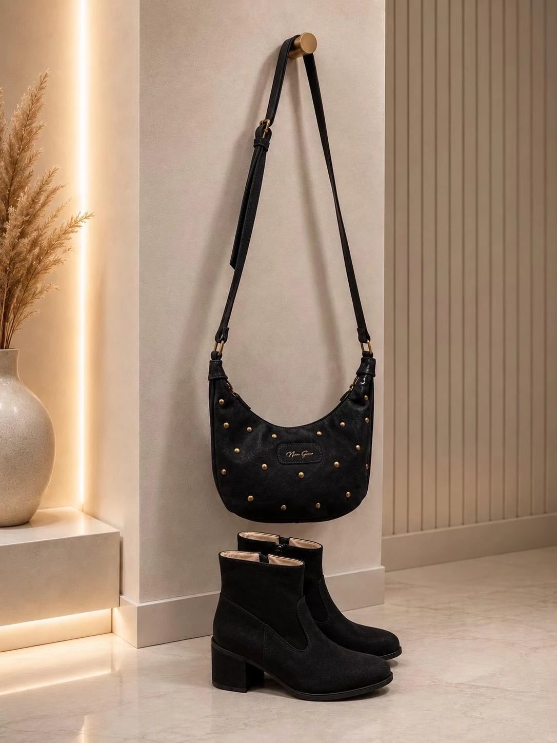 Sets Botas Aurora y Cartera Greta Gamuza Negro