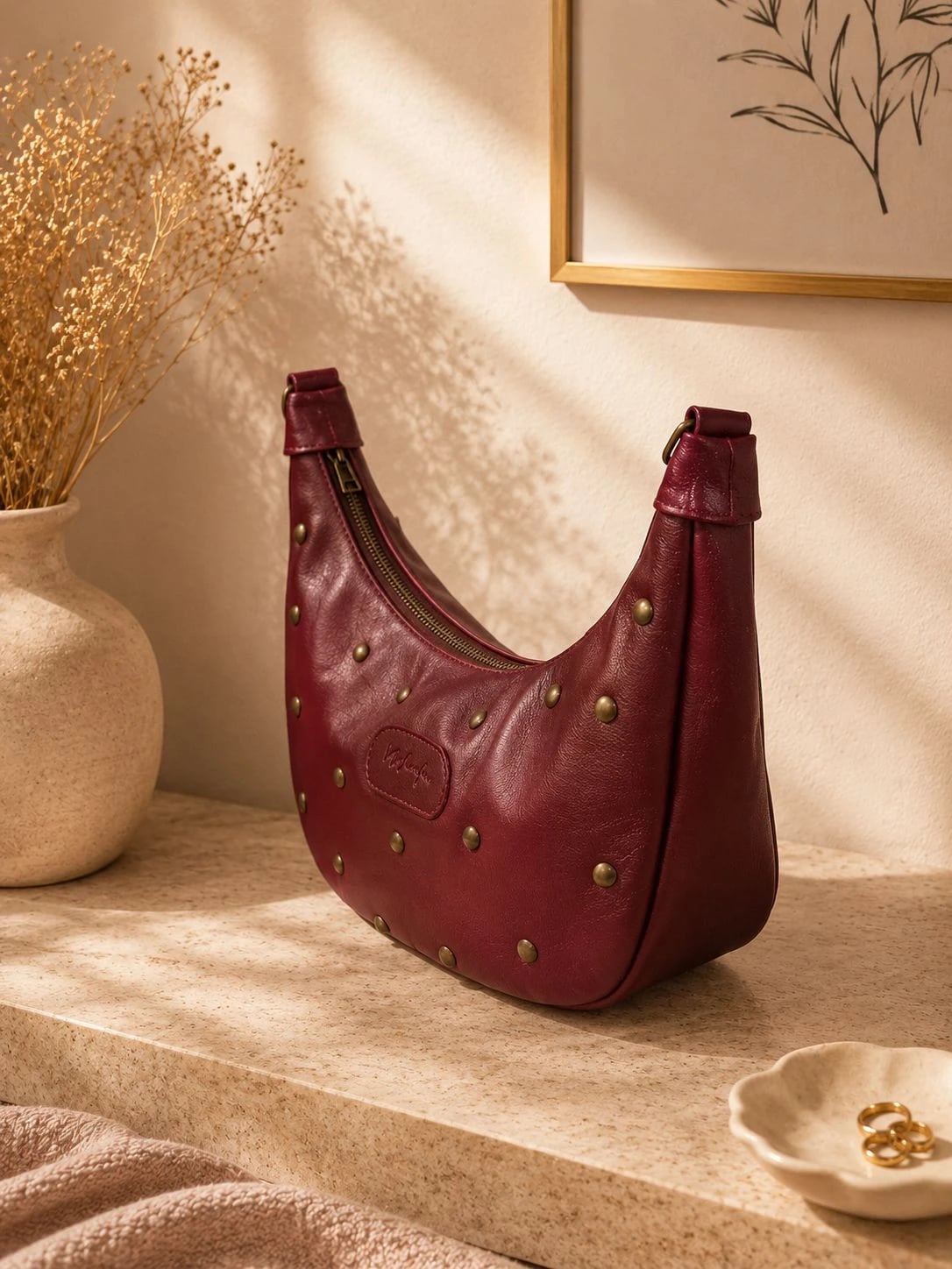 Cartera Greta Cuero Bordó