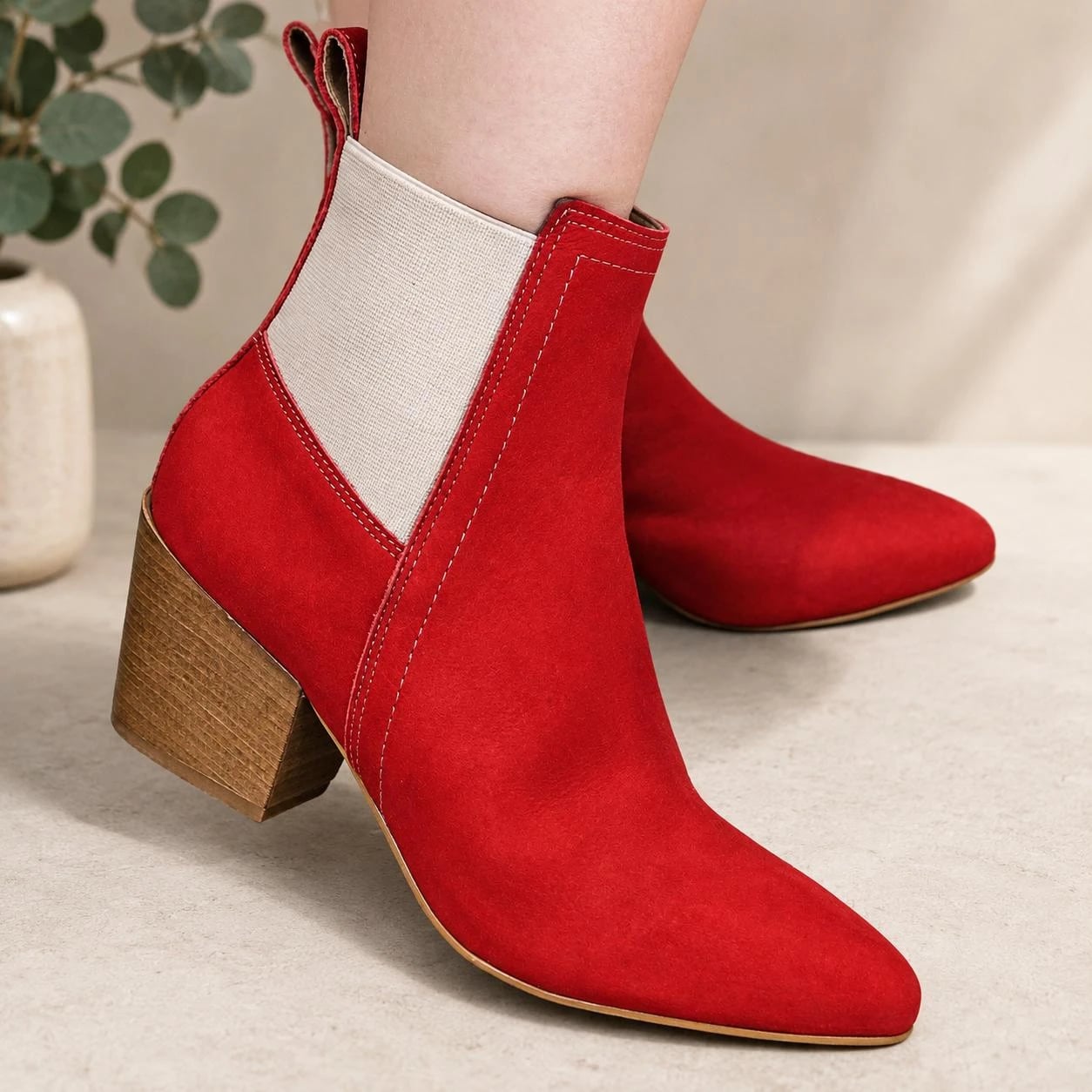 Botineta Nobuk Elite Color Rojo